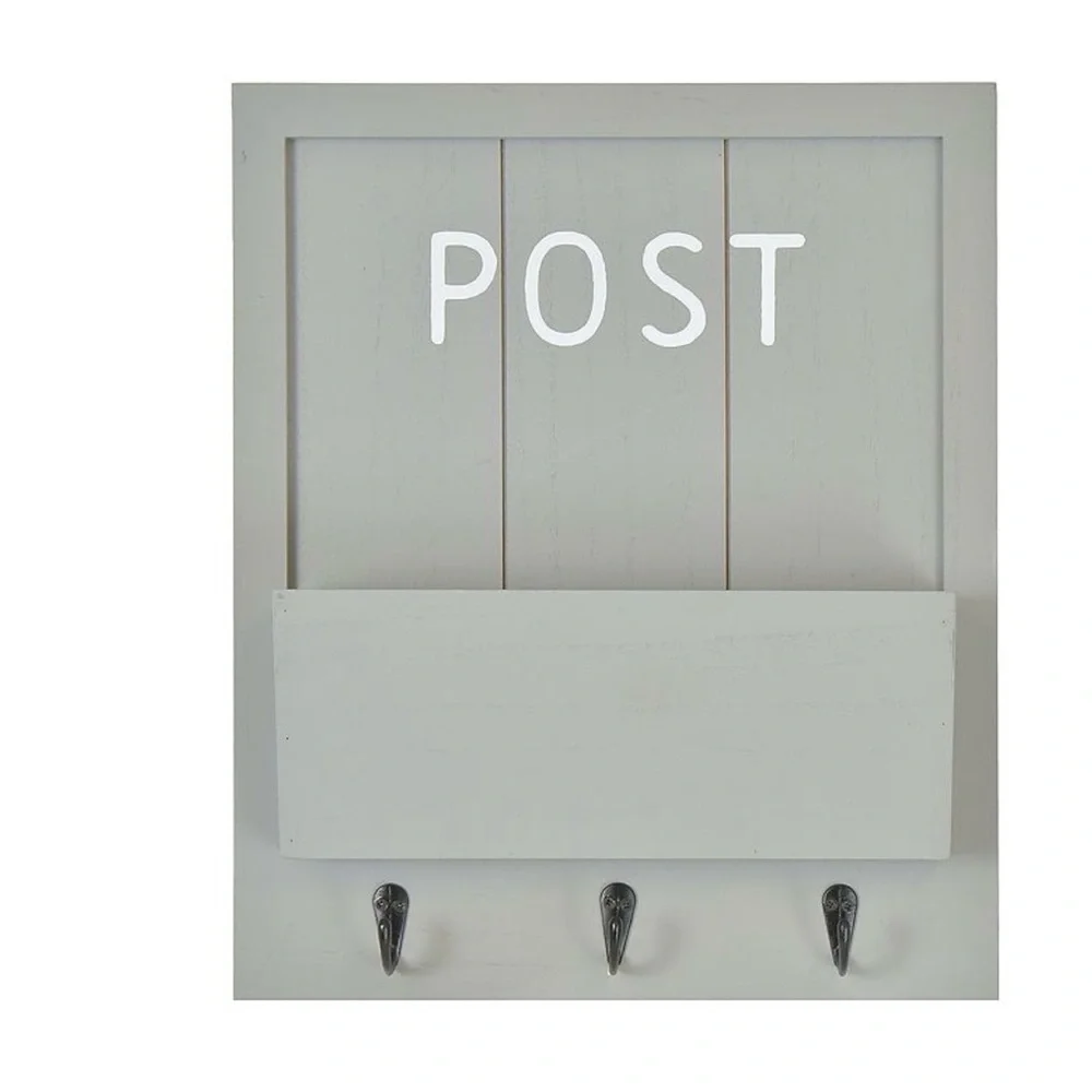Gray 'POST' Mail Bin with Hooks
